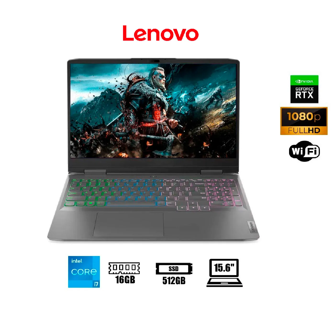 LENOV002.webp Notebook Lenovo LOQ 15IRH8, 15.6" FHD IPS, Core i7-13620H 2.4/4.9GHz, 16GB DDR5-5200 - Imagen 1
